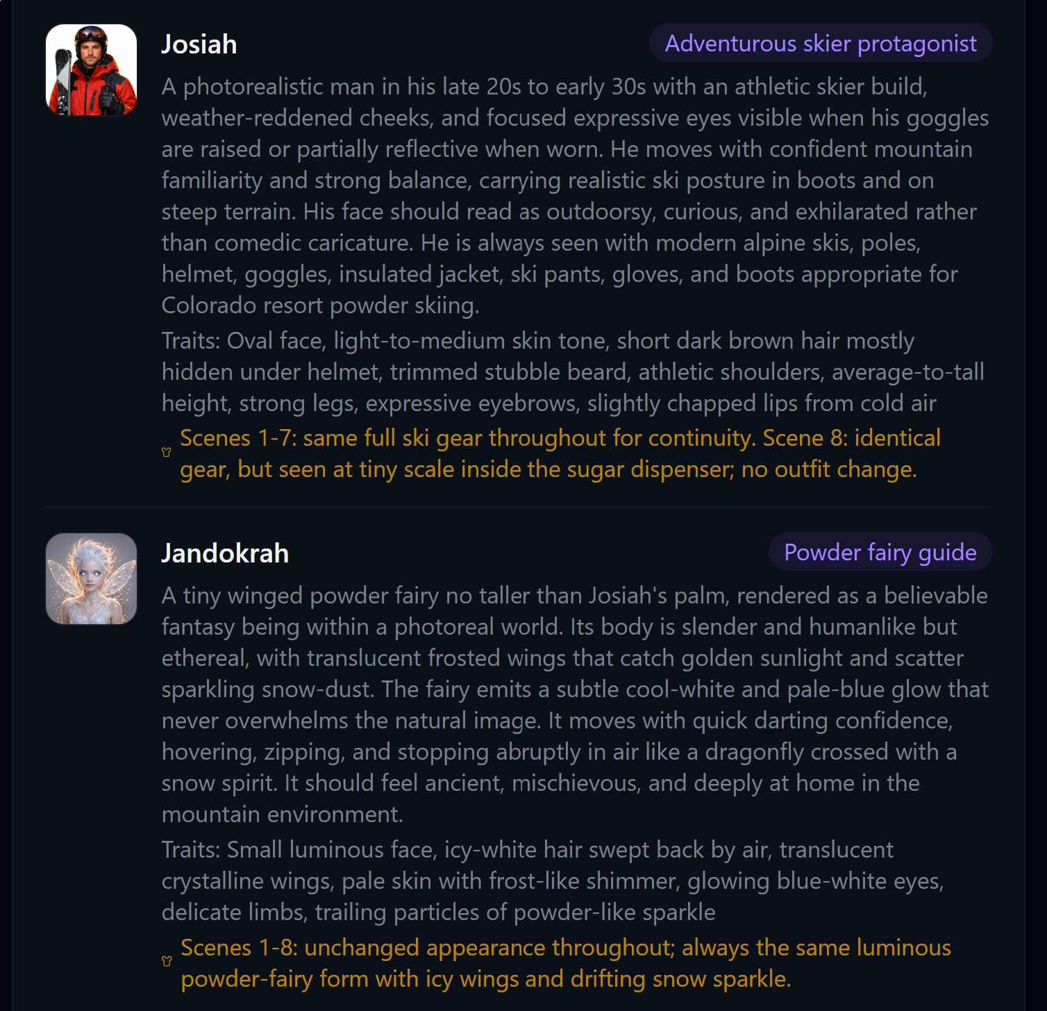 GlowStory Bible — detailed character specifications