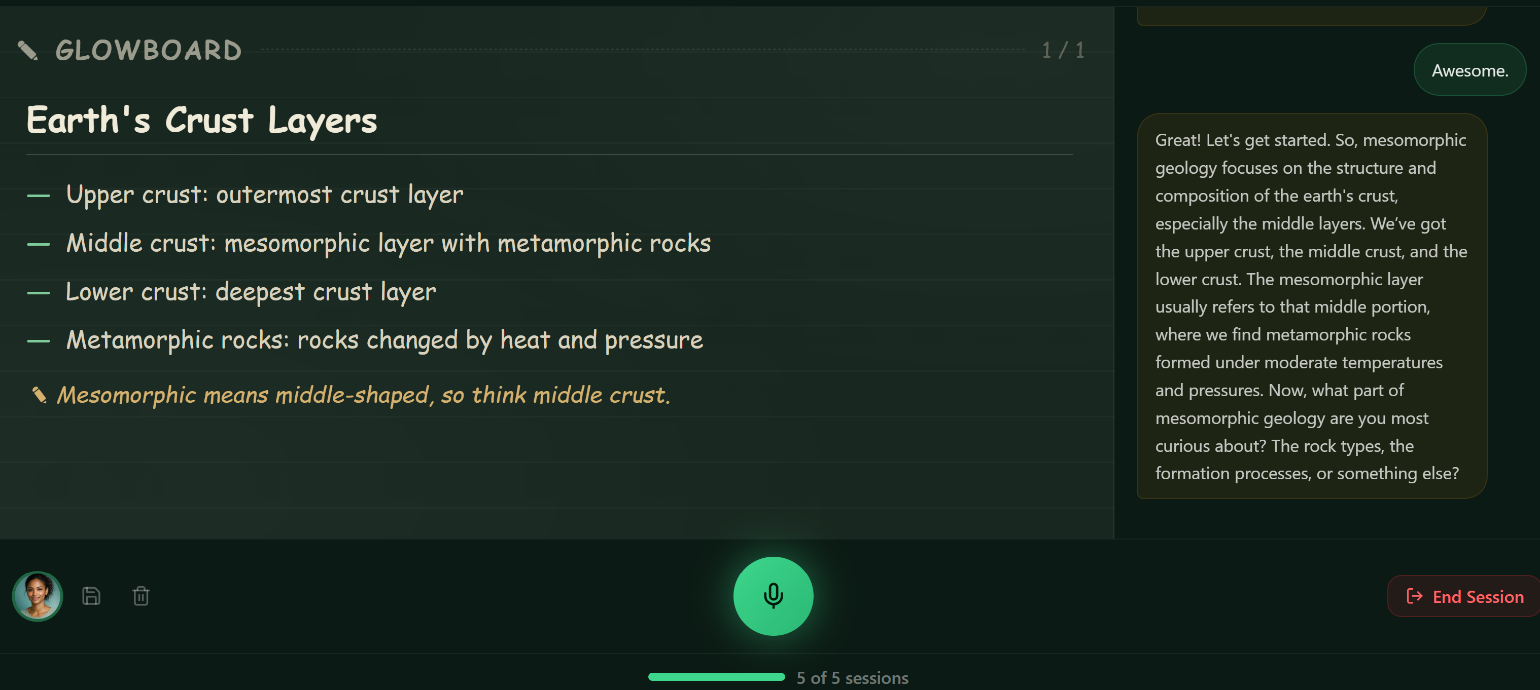 GlowBoard — key concepts and student questions